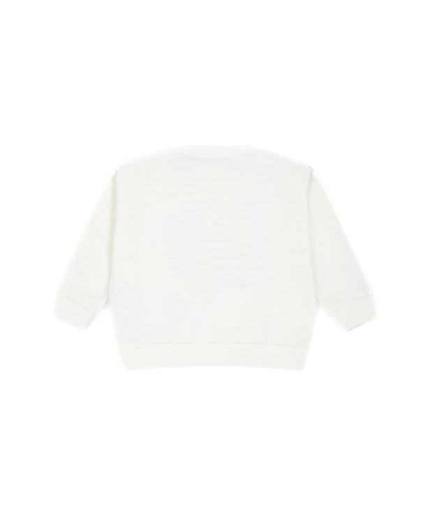 Moschino Kids Felpa Girocollo Panna con Stampa per Neonate