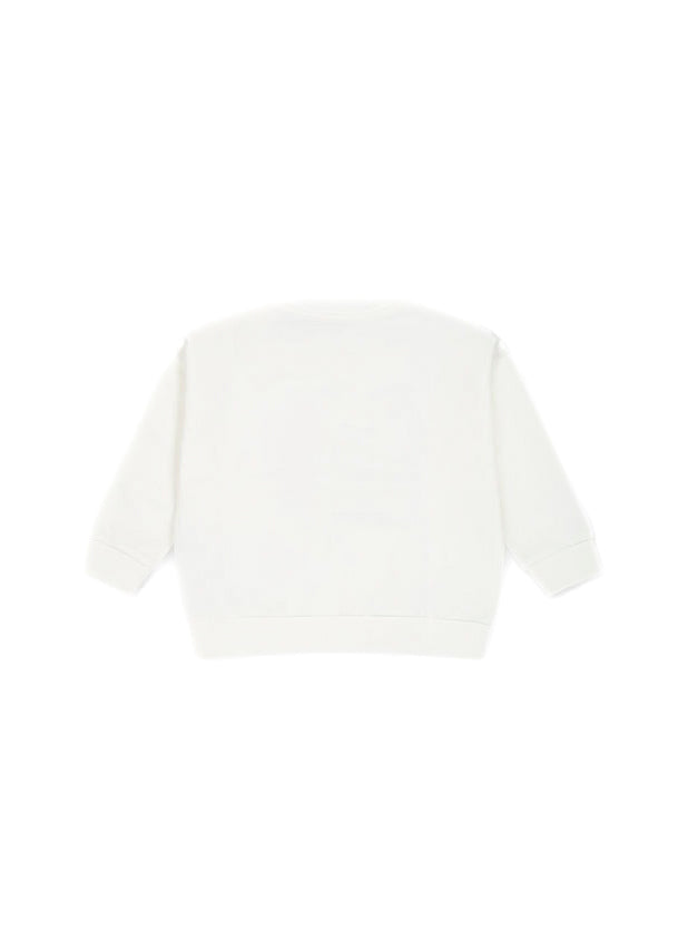 Moschino Kids Felpa Girocollo Panna con Stampa per Neonate