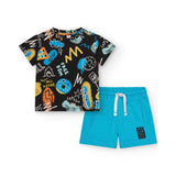 Tuc Tuc T-shirt Multicolor con Short Azzurri per Neonati