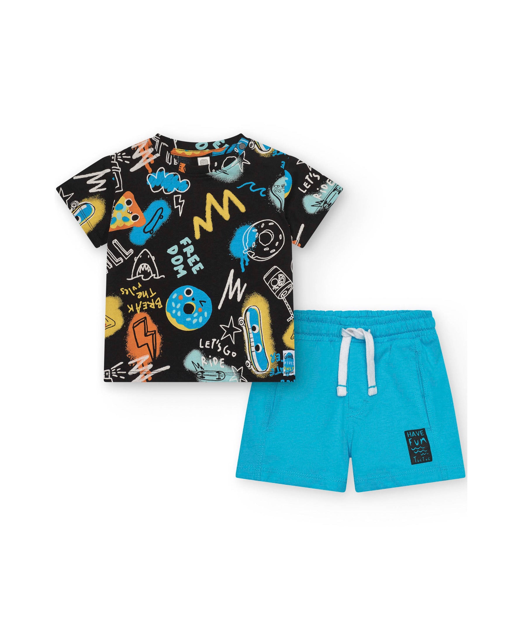 Tuc Tuc T-shirt Multicolor con Short Azzurri per Neonati
