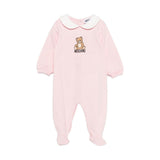 Moschino Kids Tutina Rosa con Stampa Teddy per Neonate