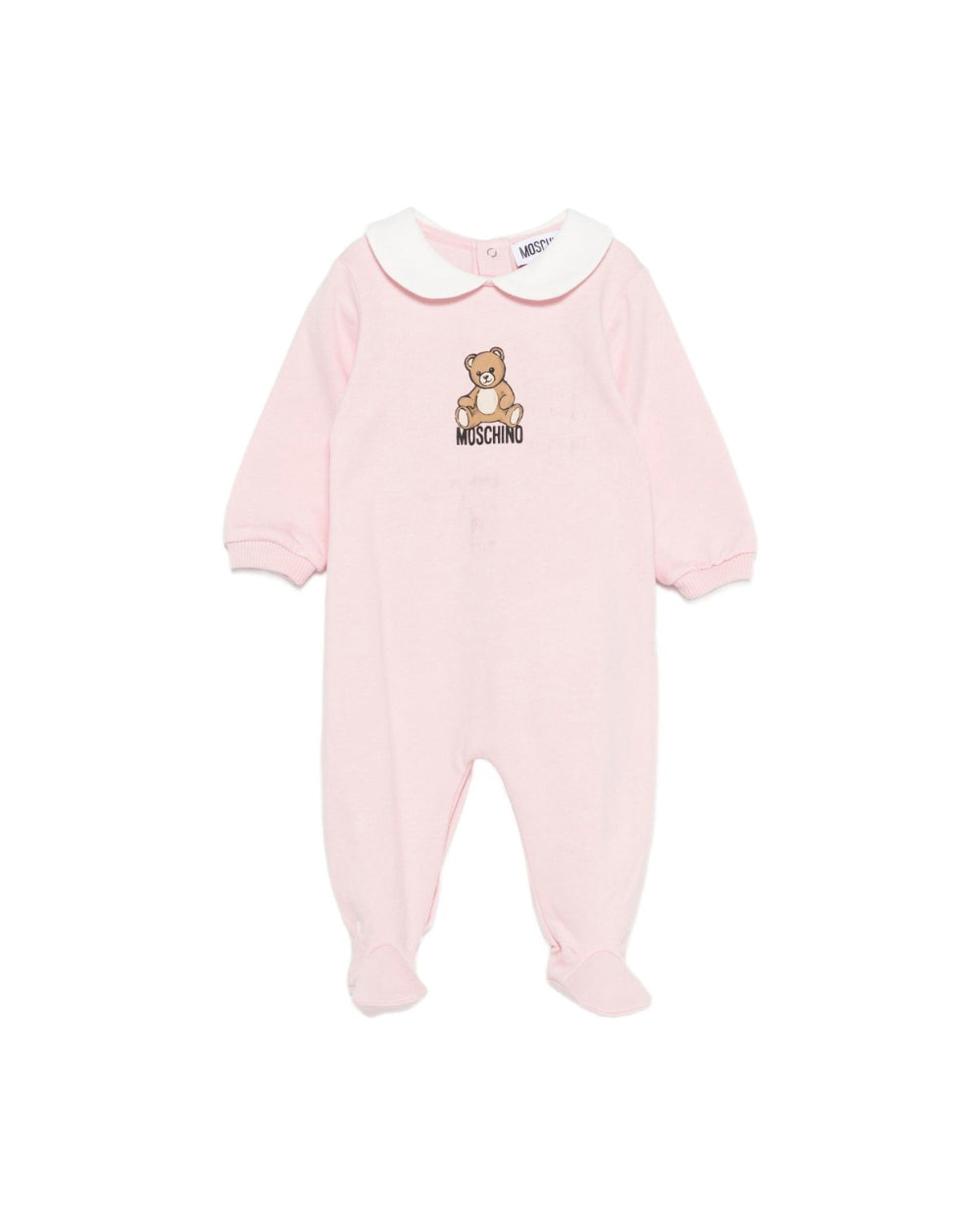 Moschino Kids Tutina Rosa con Stampa Teddy per Neonate