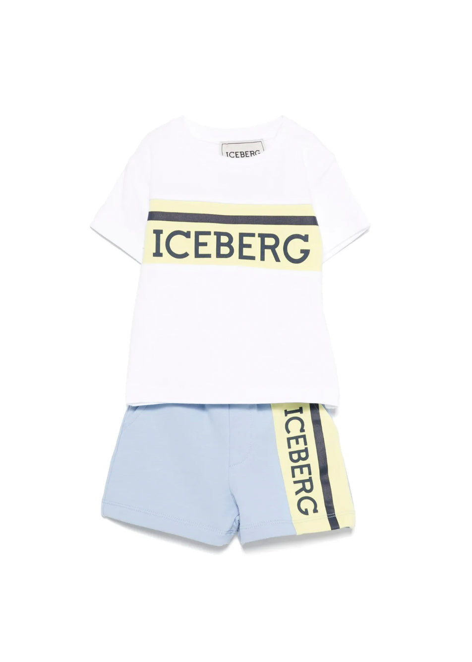 Iceberg Kids T-shirt Bianca con Shorts Cielo per Neonati