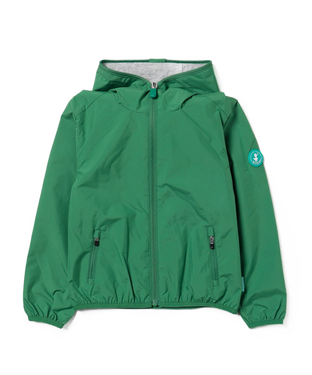 Save The Duck Kids Giubbino Verde con Cappuccio con Patch Logo