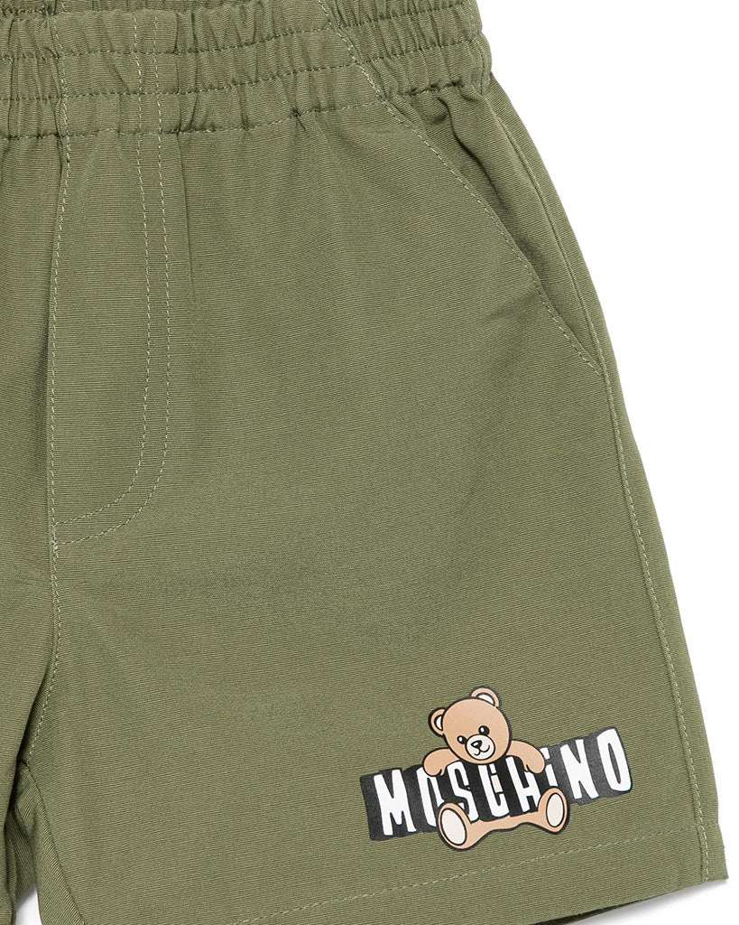 Moschino Kids Short Moschino Kids Short Verde con Logo Teddy Bear per Neonati