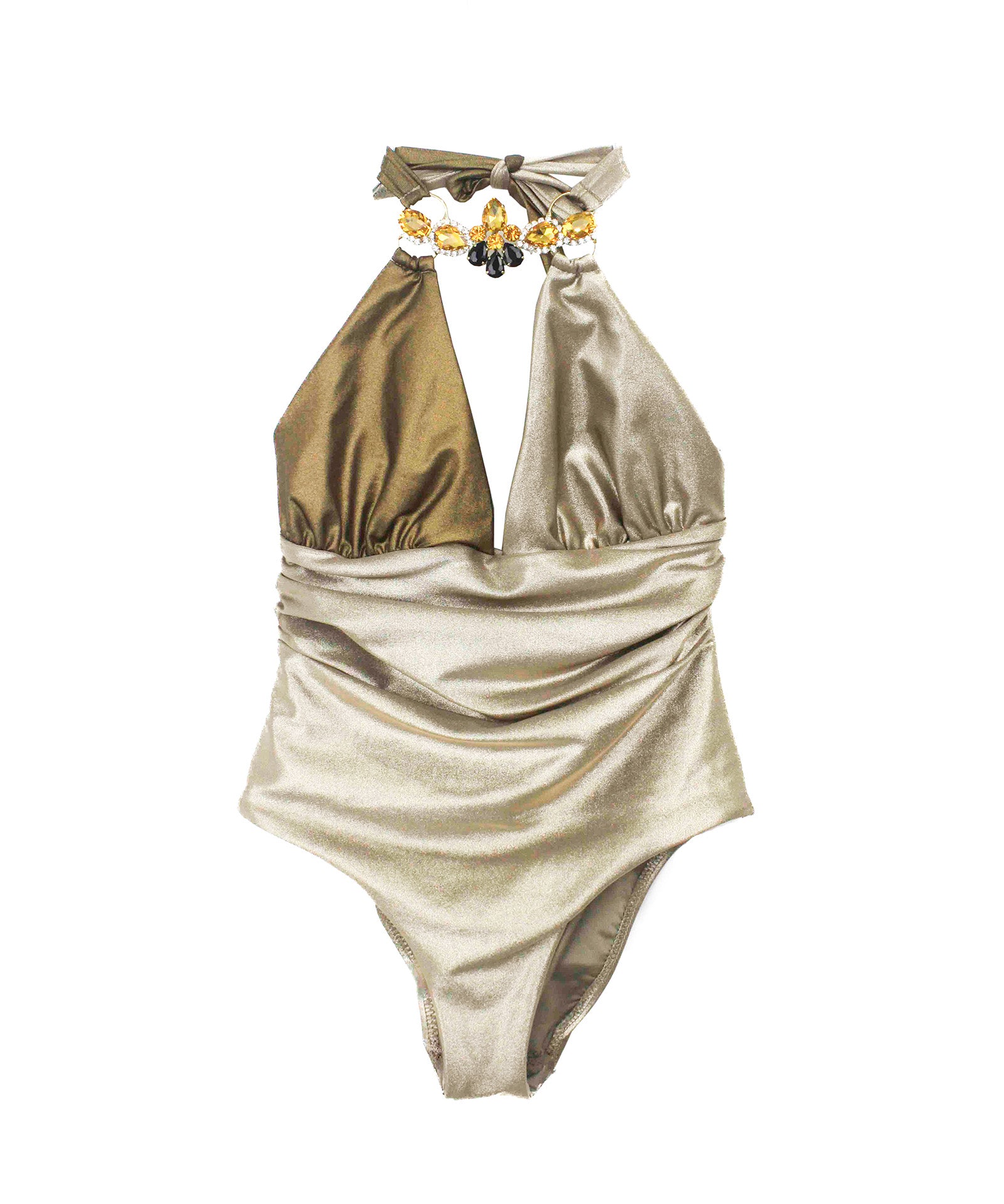 Ilaria Vitagliano Costume Monokini Bronzo/Oro per Bambine (fronte)