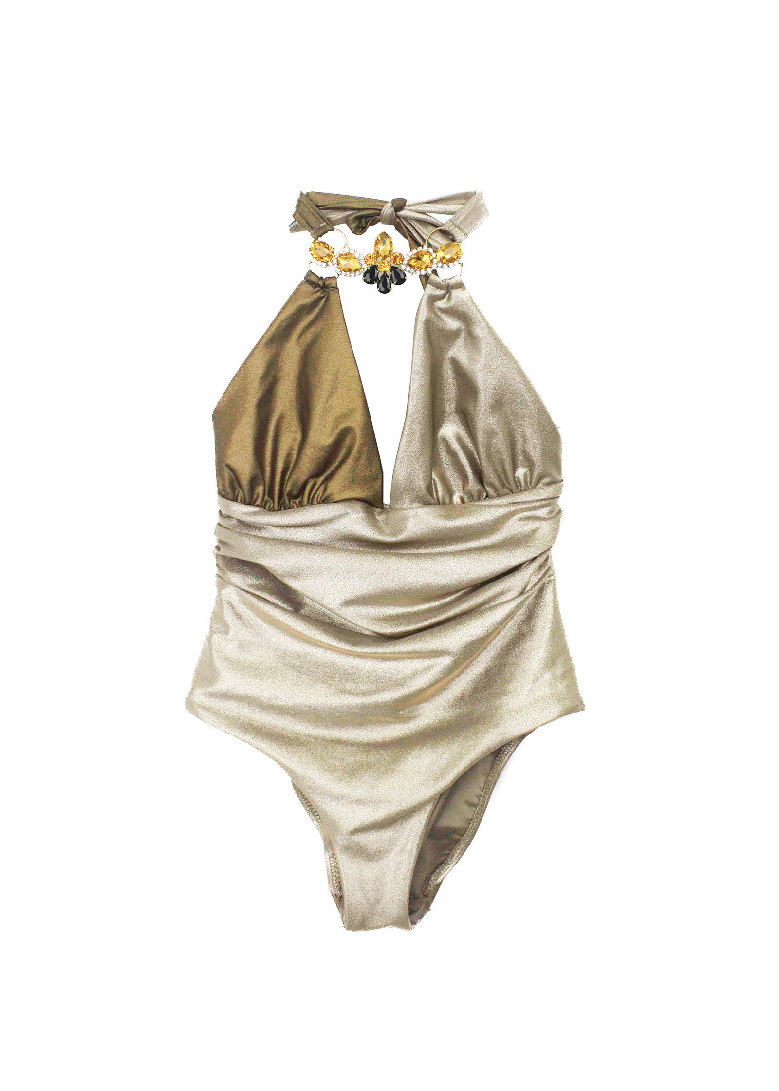 Ilaria Vitagliano Costume Monokini Bronzo/Oro per Bambine (fronte)