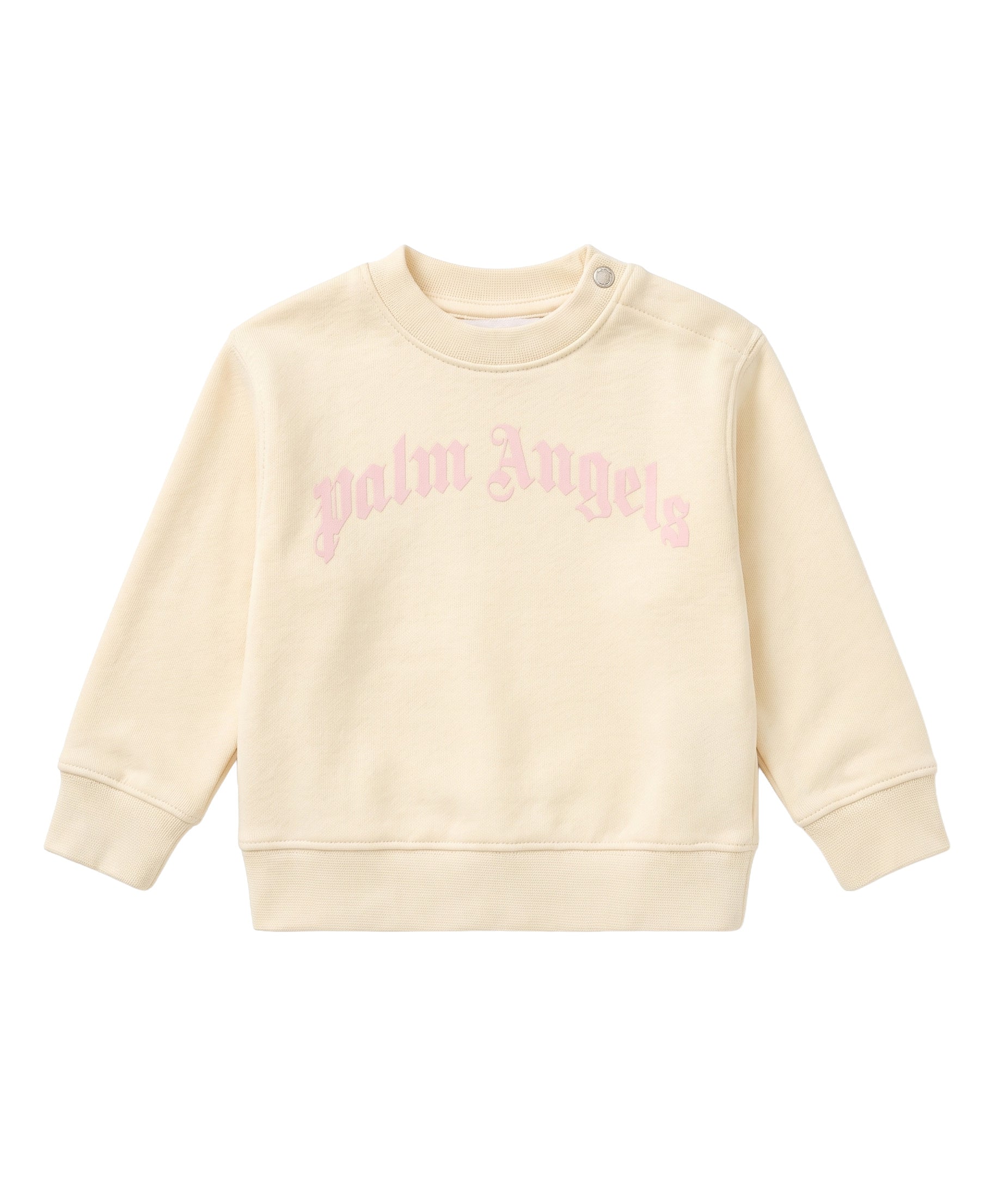 Palm Angels Kids Girocollo Panna con Logo Rosa per Neonate