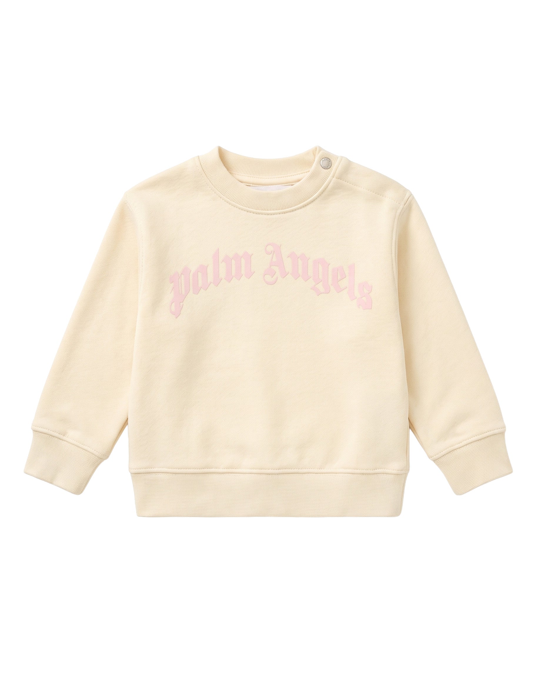 Palm Angels Kids Girocollo Panna con Logo Rosa per Neonate