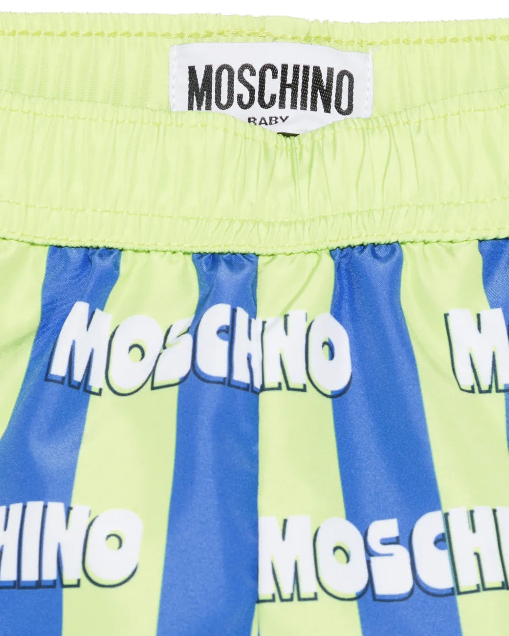 Moschino Kids Costume a Righe Verde e Blu All-Over per Neonati