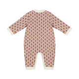 Elisabetta Franchi Kids Tutina Marrone e Panna in Maglia Jacquard con Logo e Bottoni Oro per Neonate