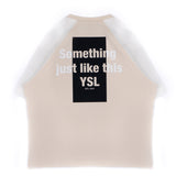 Yes London Kids T-Shirt Bicolore  Crema /Bianco con Stampa Retro per Bambini