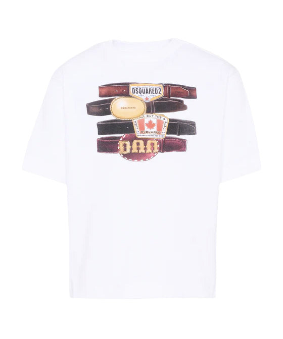 Dsquared2 Kids T-Shirt Bianco con Stampa per Bambini