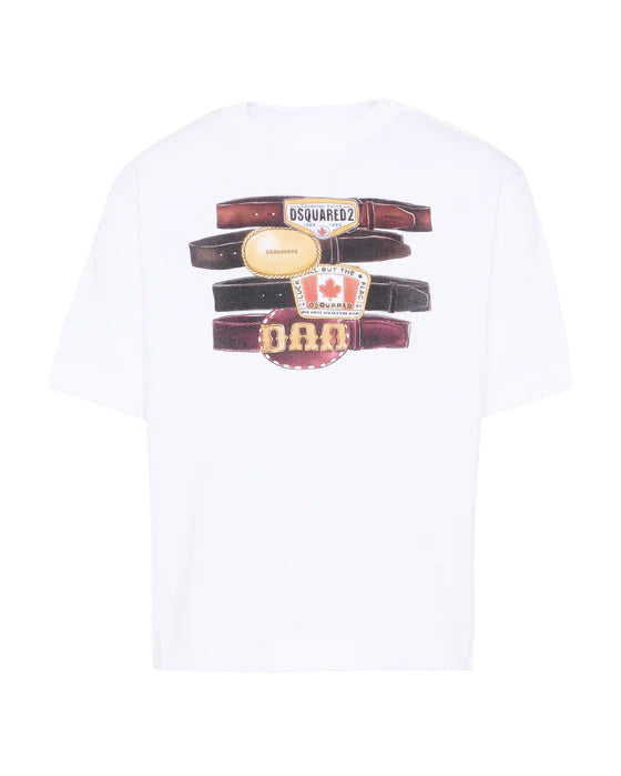 Dsquared2 Kids T-Shirt Bianco con Stampa per Bambini