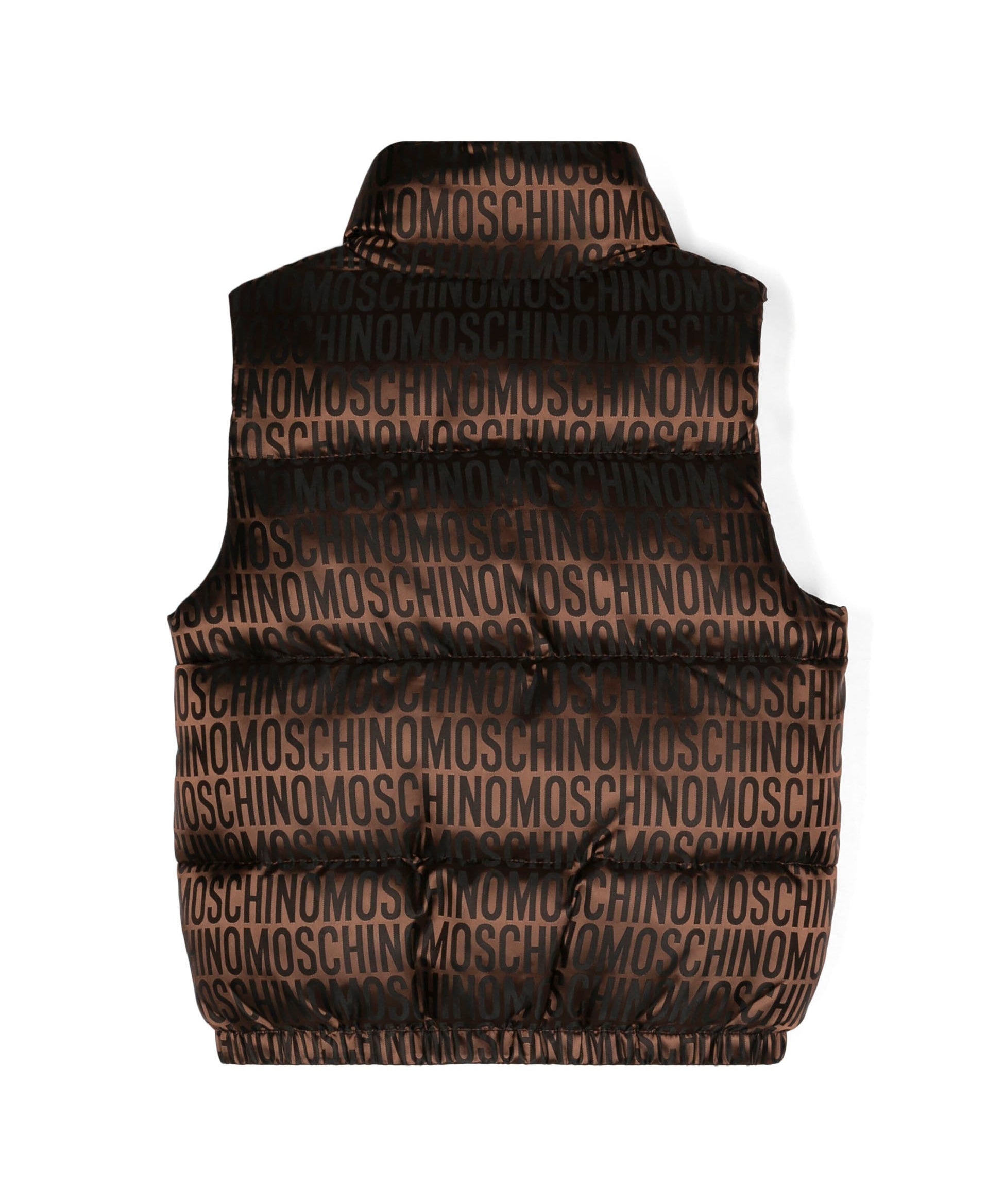 Moschino Kids Giubbino Smanicato Marrone con Logo Monogram per Bambini (retro)