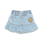 Moschino Kids Gonna Denim con Applicazione Teddy per Neonate