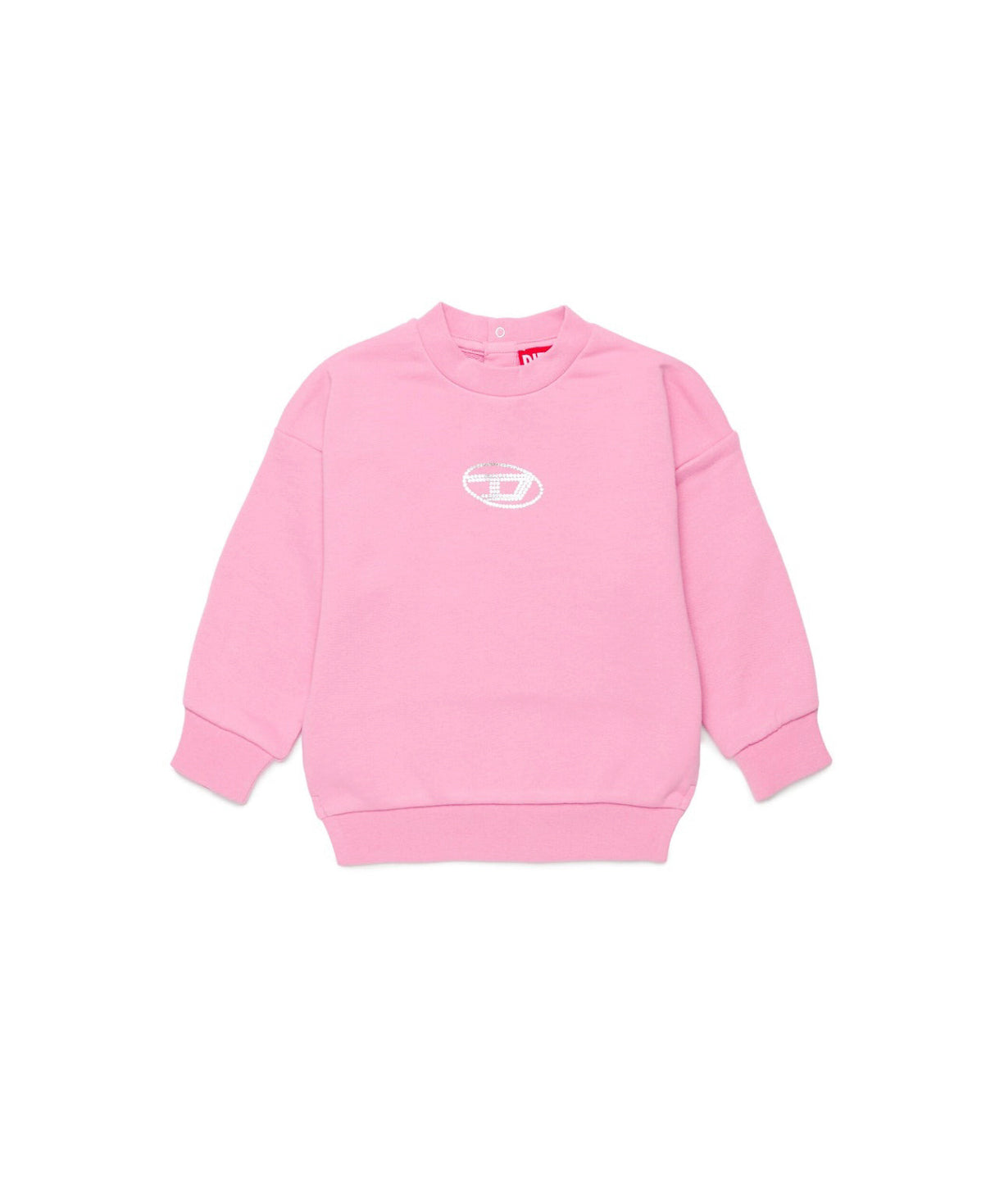 Diesel Kids Felpa Girocollo Rosa Oval D per Neonate