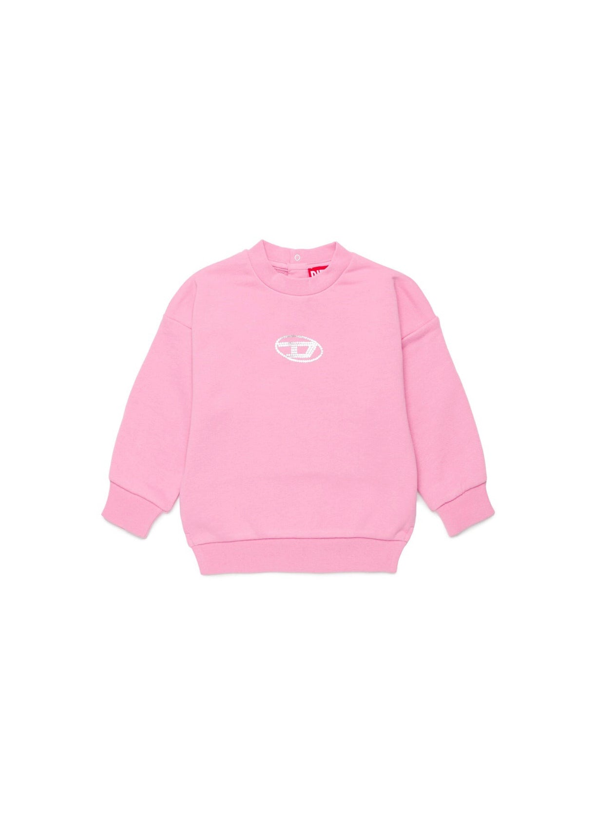 Diesel Kids Felpa Girocollo Rosa Oval D per Neonate