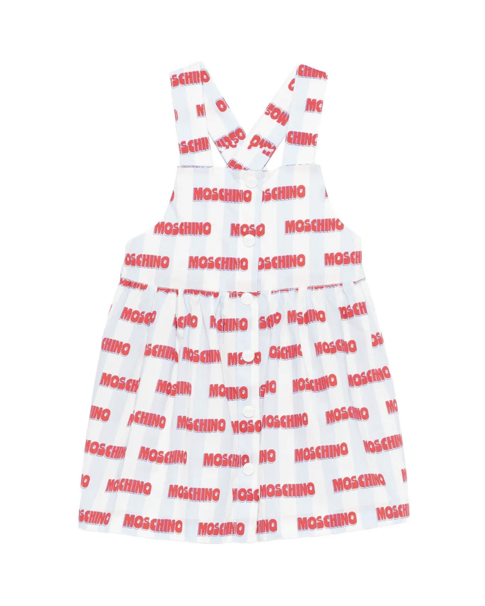 Moschino Kids Abito Celeste con Stampa All-Over per Neonate