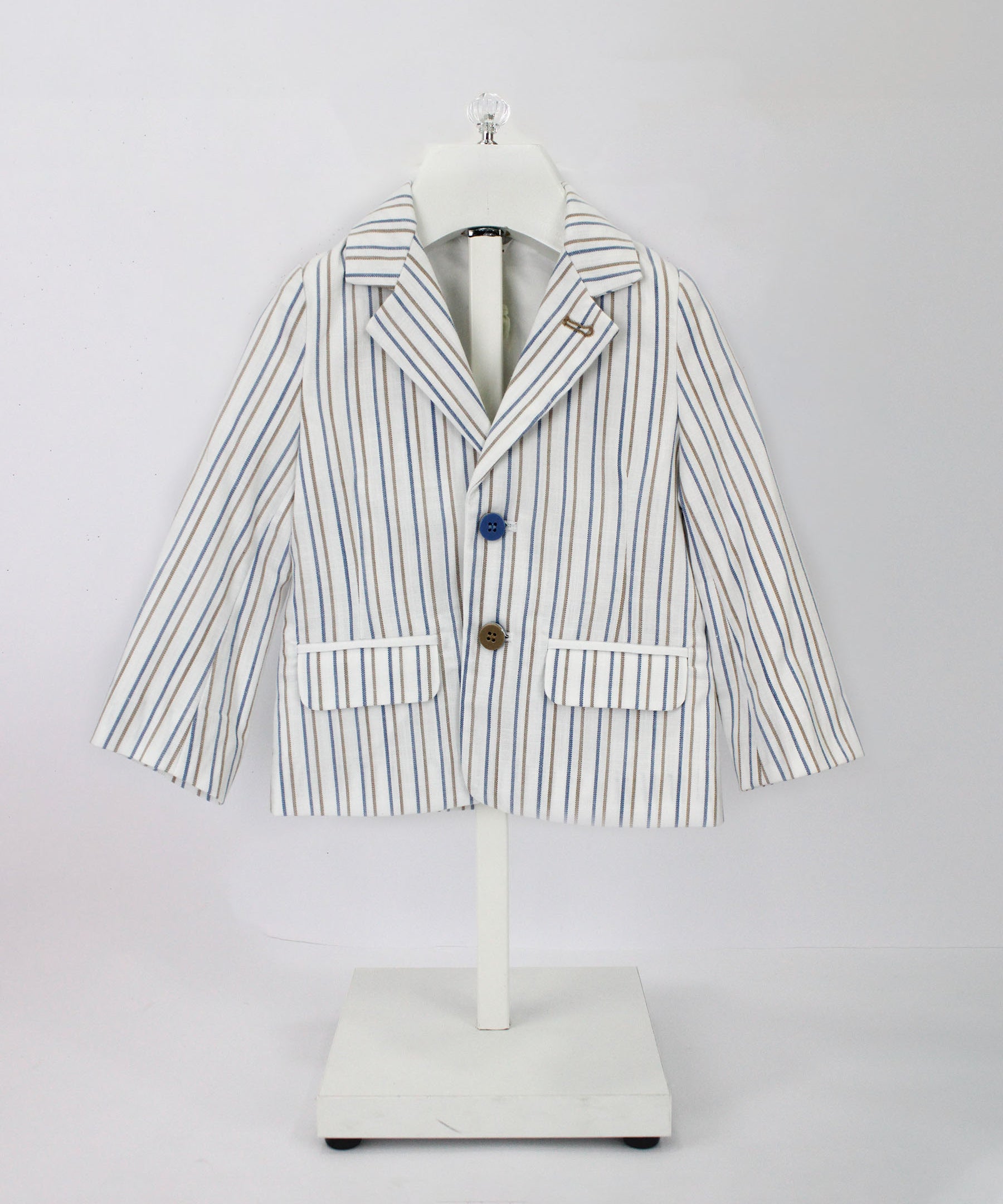 Minibanda Giacca Blazer Bianca a Righe per Neonati