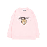 Moschino Kids Felpa Rosa a Maniche Lunghe con Stampa Teddy Bear e Logo per Neonate