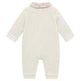 Elisabetta Franchi Kids Tutina in Cotone Avorio con Colletto Peter Pan Rosa per Neonate