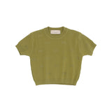Elisabetta Franchi La Mia Bambina T-shirt in Maglia Verde con Strass Logo per Bambine