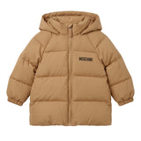 Moschino Kids Piumino con Cappuccio Cammello Unisex con Teddy Bear sul Retro per Neonati