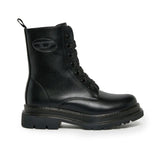 Diesel Kids Anfibio in Pelle Nero con Logo Oval-D per Bambine