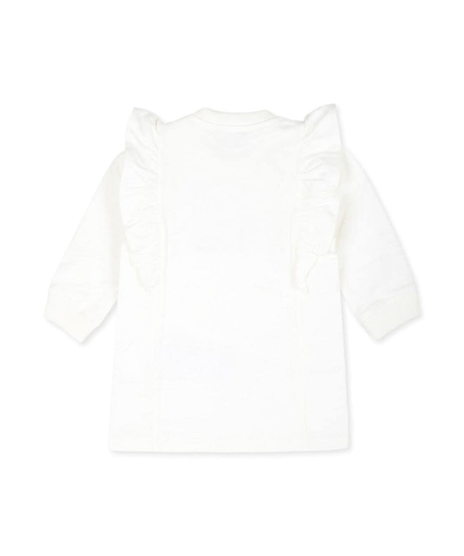 Moschino Kids Abito Panna con Stampa Teddy Bear con Ruches per Neonate (retro)
