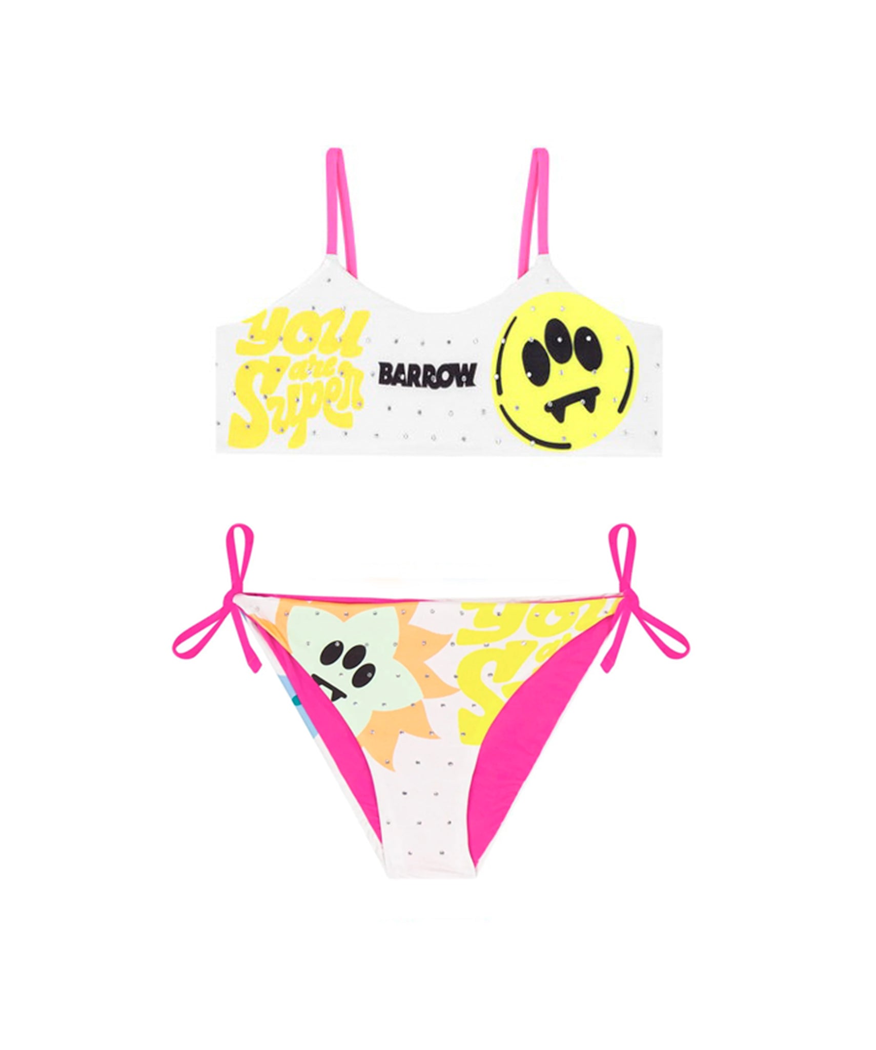 Barrow Kids Costume Bikini Bianco con Stampa per Bambine
