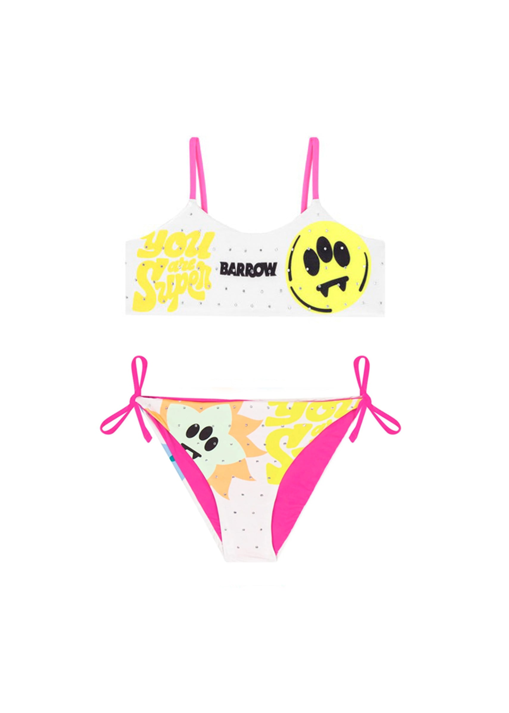 Barrow Kids Costume Bikini Bianco con Stampa per Bambine