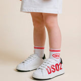 Dsquared2 Kids Sneakers Bianco con Logo Rosso per Neonati