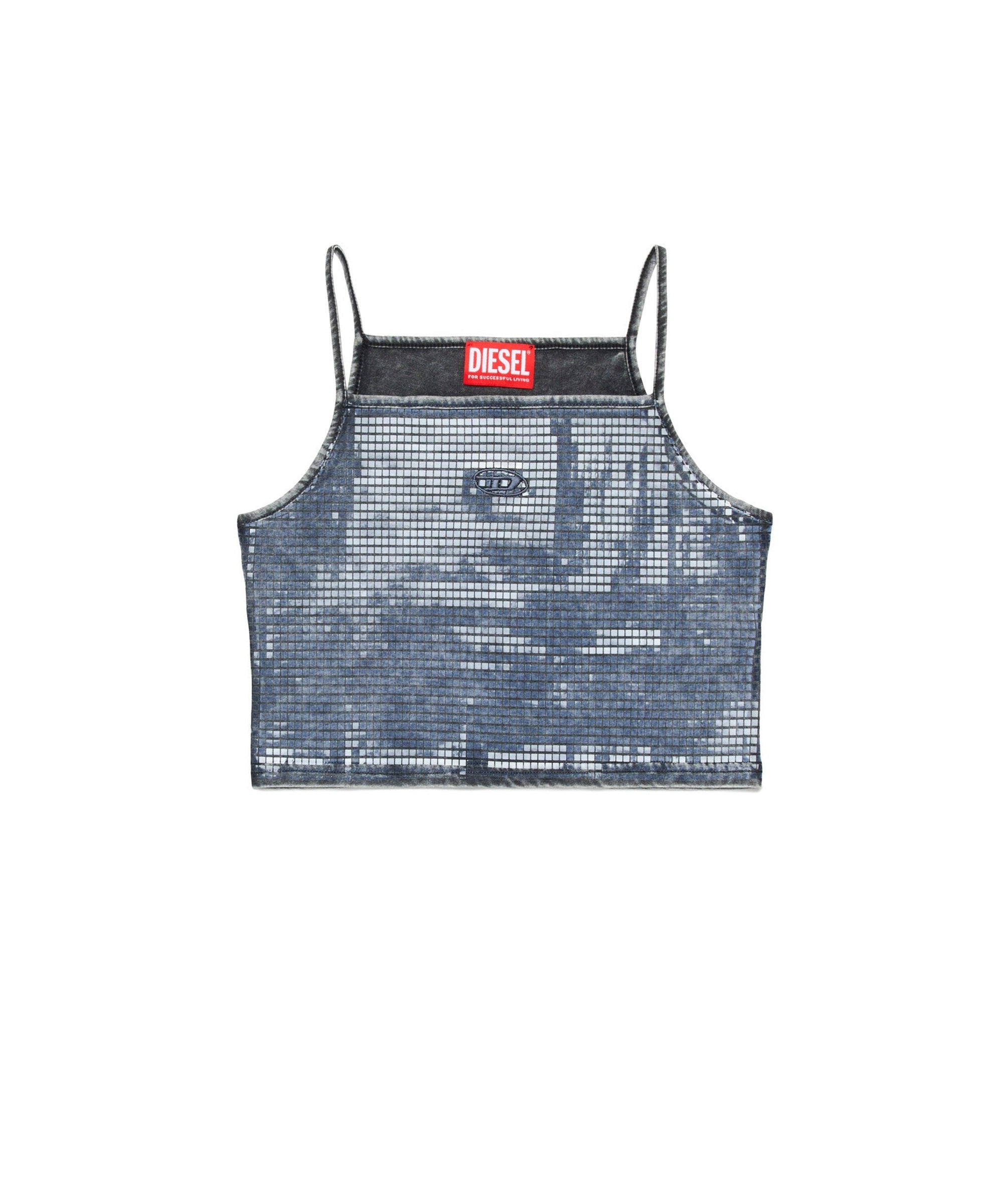 Diesel Kids Top Nero Mylar con Pailettes per Bambine