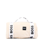 BOSS Kids Copertina Beige Bifacciale in Cotone con Orsetti Jacquard e Logo per Bambini