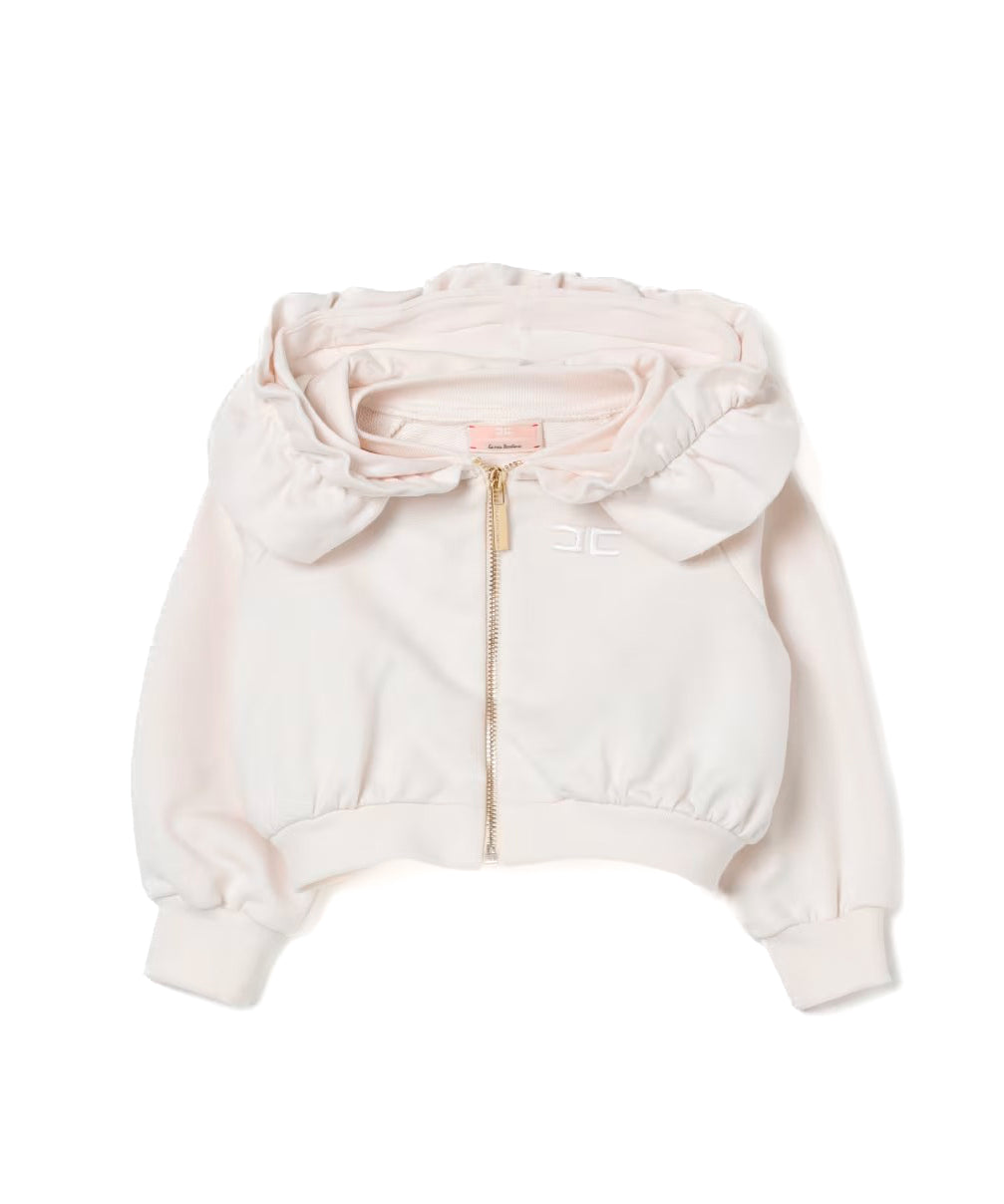 Elisabetta Franchi La Mia Bambina Felpa Panna con Cappuccio per Neonate