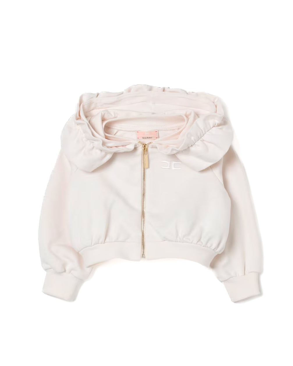 Elisabetta Franchi La Mia Bambina Felpa Panna con Cappuccio per Neonate