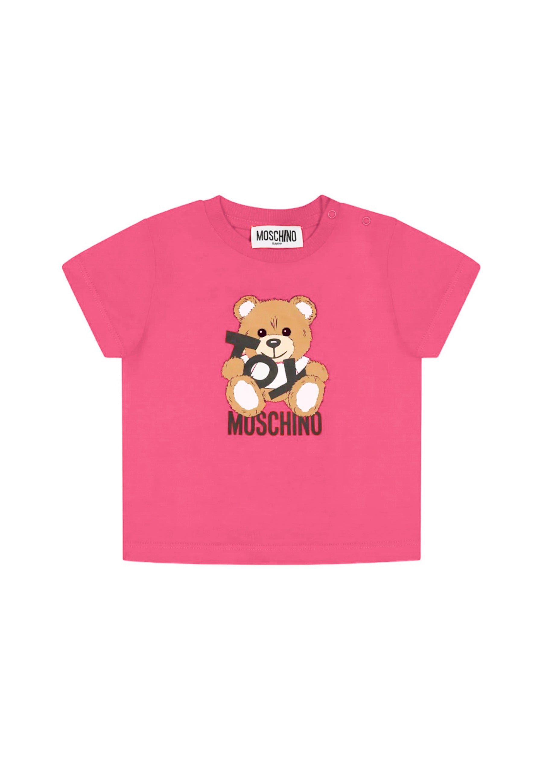 Moschino Kids T-shirt Fucsia con Stampa Toy per Neonate