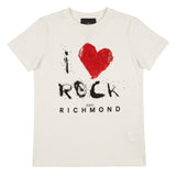 John Richmond Kids T-Shirt Bianco con Stampa Strass per Bambine