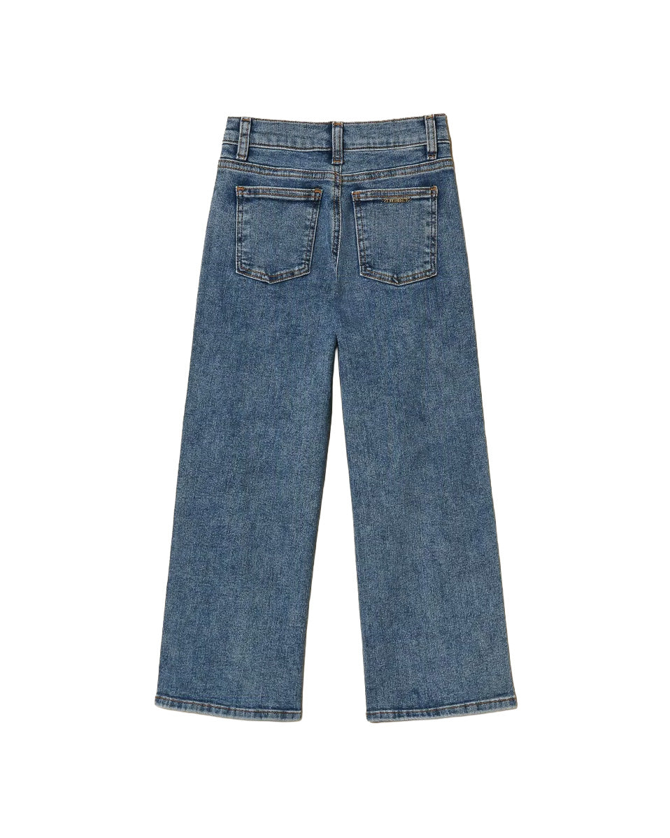 Twinset Kids Pantalone in Denim con Strass per Bambine