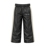 Palm Angels Kids Pantalone Nero Effetto Pelle per Bambini