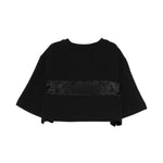 Elisabetta Franchi La Mia Bambina T-shirt Nera Cropped con Banda Logo per Bambine