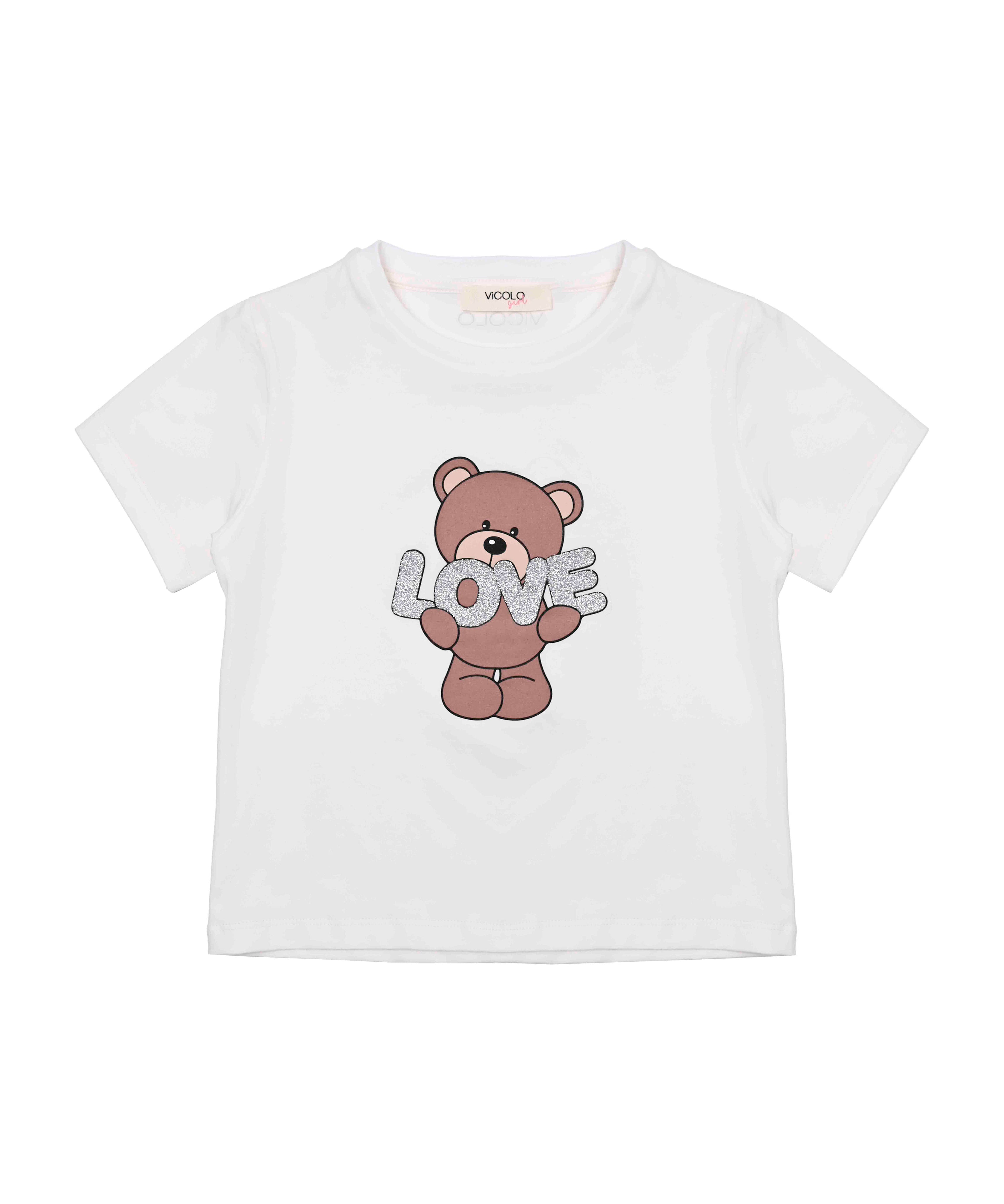Vicolo Kids T-shirt Panna con Stampa Teddy per Bambine