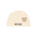 Moschino Kids Cappellino Beige in Cotone con Stampa Teddy Bear e Logo Unisex per Neonati