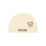 Moschino Kids Cappellino Beige in Cotone con Stampa Teddy Bear e Logo Unisex per Neonati