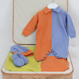 Le Coconne Corredino Azzurro/Arancio per Neonati