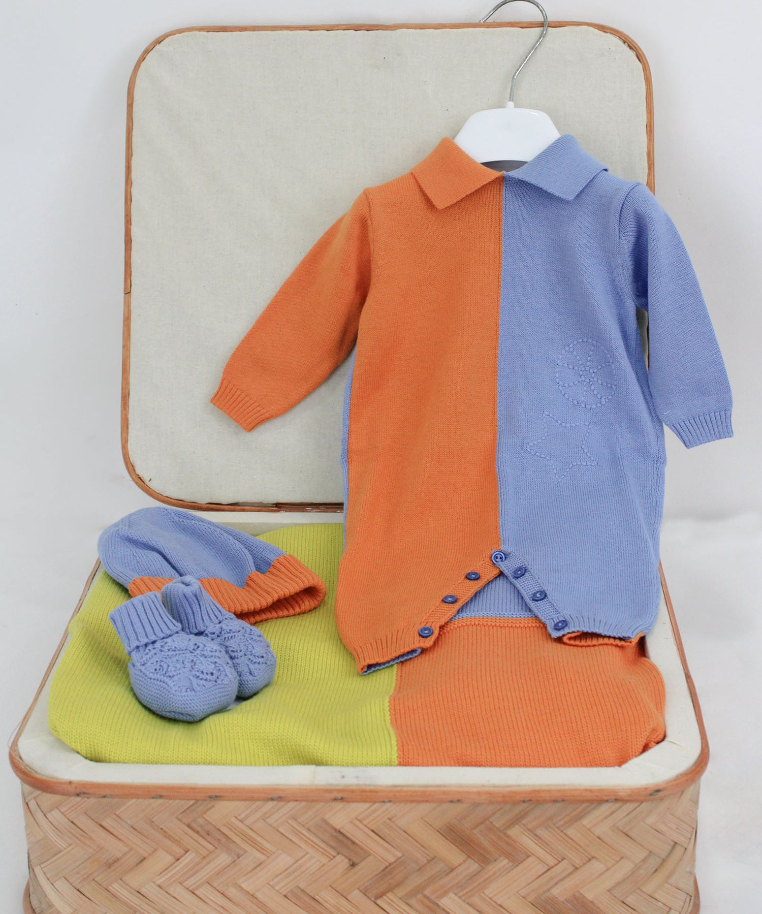 Le Coconne Corredino Azzurro/Arancio per Neonati