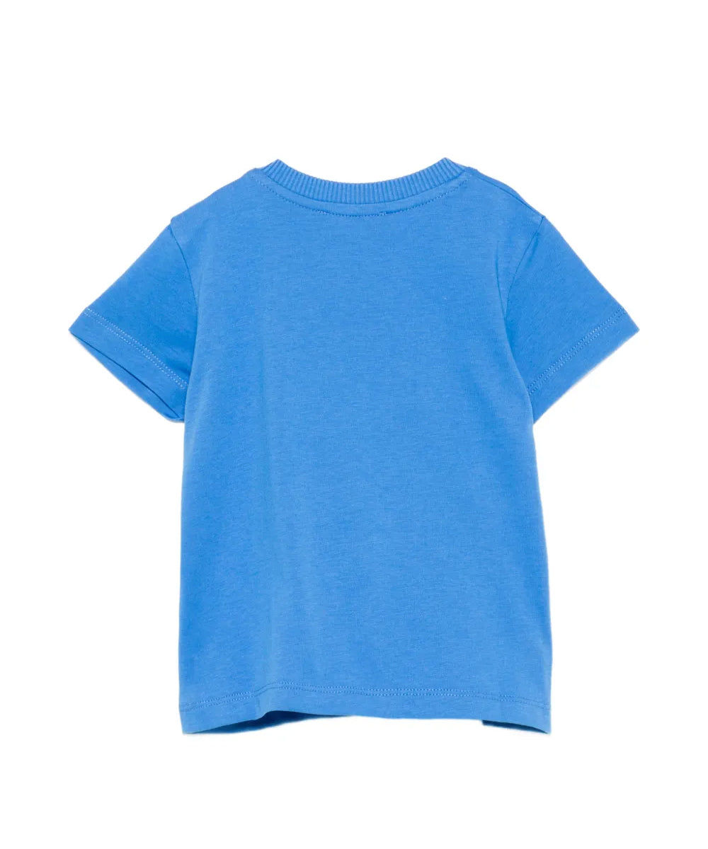 Moschino Kids T-Shirt Blu con Logo Teddy Bear per Neonati