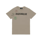 Dsquared2 Kids T-shirt Beige con Stampa Logo per Bambini