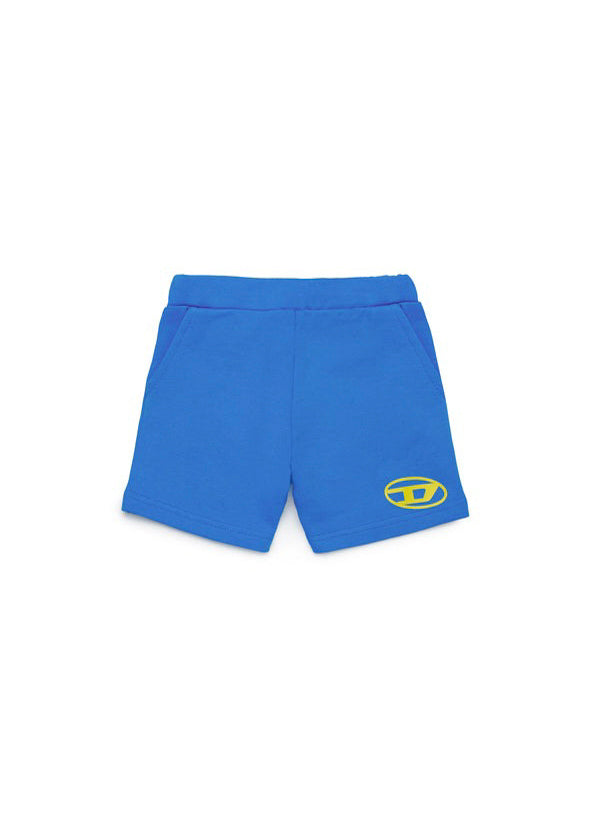 Diesel Kids Short Celeste con Logo Oval D per neonati